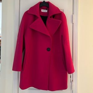Hot pink Calvin Klein pea coat. XL NWT
